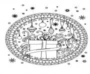 cadeau flocons de neige et decorations de noel mandala dessin à colorier