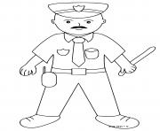 policier avec un matraque dans la main dessin à colorier policier avec un matraque dans la main dessin à colorier