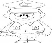 Coloriage chien policier et officier avec deux enfants 1 dessin