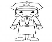 une policiere americaine porte un jupe dessin à colorier