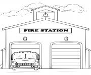 caserne de pompier contre les incendies dessin à colorier