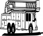 Coloriage camion de pompier en attente de demarrer dessin