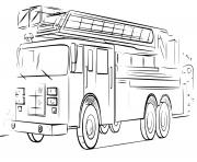 Coloriage camion de pompier simple et bien dessine dessin