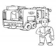 Coloriage camion de pompier maternelle facile dessin