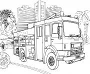 Coloriage transport camion de pompier facile dessin