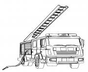 camion de pompier avec une echelle dessin à colorier