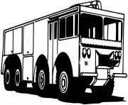 Coloriage un dessin anime sur un camion de pompier a pleine vitesse dessin