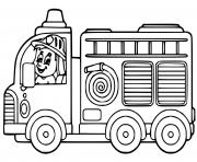 Coloriage camion de pompier simple dessin