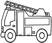Coloriage un pompier grimpe sur une echelle du camion pour sauver une fille prit dans une maison en feu dessin