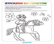 garcon playmobil sur un cheval dessin à colorier