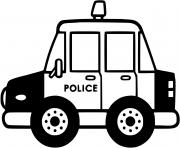 Coloriage une voiture de police facile pour maternelle dessin
