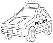 Coloriage voiture de police americaine avec un sourire dessin