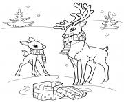 cerf animaux rennes hiver dessin à colorier