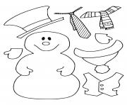 dessin hiver maternelle bonhomme de neige avec ses habits dessin à colorier