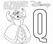 Coloriage Lettre Q pour Queen of Hearts