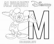 Lettre M pour Mickey Mouse Disney dessin à colorier