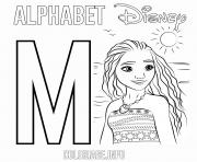 Lettre M pour Moana Disney dessin à colorier