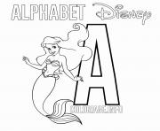 Lettre A pour Ariel dessin à colorier