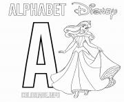 Lettre A pour Aurora Disney Princess dessin à colorier