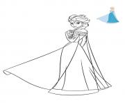 elsa frozen 2020 robe de princesse disney dessin à colorier