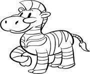 Coloriage adorable zebre animal maternelle dessin