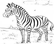zebre souriant avec des bandes de rayures noires et blanches dessin à colorier