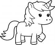 Coloriage Licorne Kawaii avec son bebe sur un nuage dessin