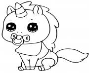 bebe licorne kawaii dessin à colorier