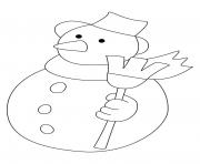 Coloriage bonhomme de neige facile prescolaire dessin