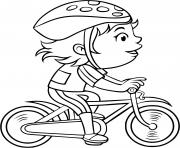 une fille pedale a pleine vitesse sur son velo dessin à colorier