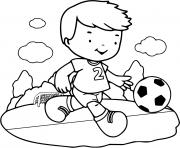 Coloriage un garcon joue au foot son sport favoris