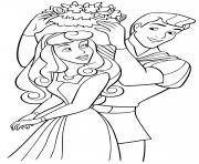 Princesse Rose La Belle au bois dormante et son prince Philippe dessin à colorier