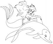 La petite Sirene Ariel la plus jeune des 7 filles du Roi Triton dessin à colorier