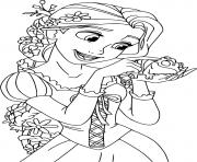 Raiponce est une princesse fille unique du roi et de la reine de son royaume dessin à colorier