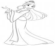 Coloriage princesse barbie avec une jolie robe dessin