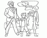 mary poppins famille banks dessin à colorier