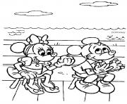 Mickey et Minnie mangent dessin à colorier