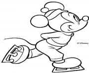 Mickey fait du patin a glace dessin à colorier