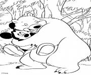 Mickey avec un ours affectueux dessin à colorier