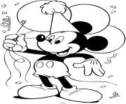 c est l anniversaire de Mickey dessin à colorier