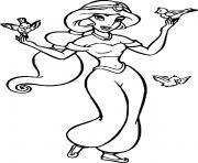 Coloriage jasmin femme courageuse et independante dans univers de aladdin disney dessin