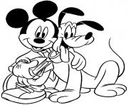 Mickey et son chien Pluto dessin à colorier