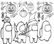among us halloween dessin à colorier