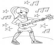 chanteuse star de la musique fille guitare dessin à colorier