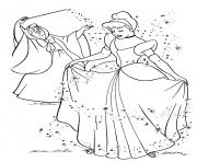 magie du bal avec princesse cendrillon dessin à colorier