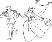 Coloriage cendrillon au bal descend les escaliers dessin