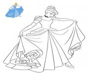 Princesse Disney Cendrillon en robe dessin à colorier