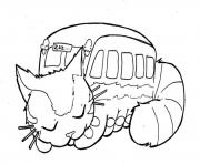 Chat bus se repose pour la grande aventure dessin à colorier