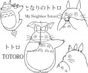 Coloriage Totoro fait une sieste dessin