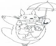 Coloriage Totoro fait une sieste dessin
